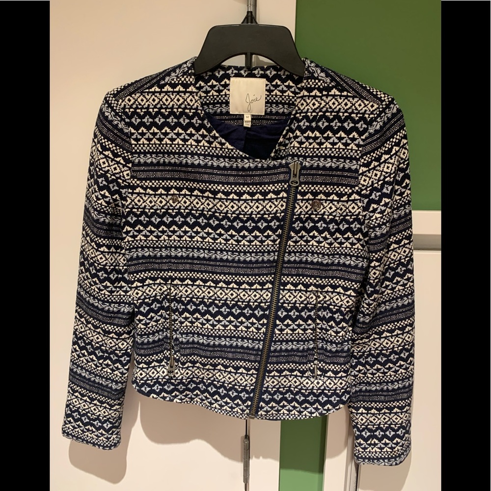 Joie Zipper Jacket Mosaic Print Size M